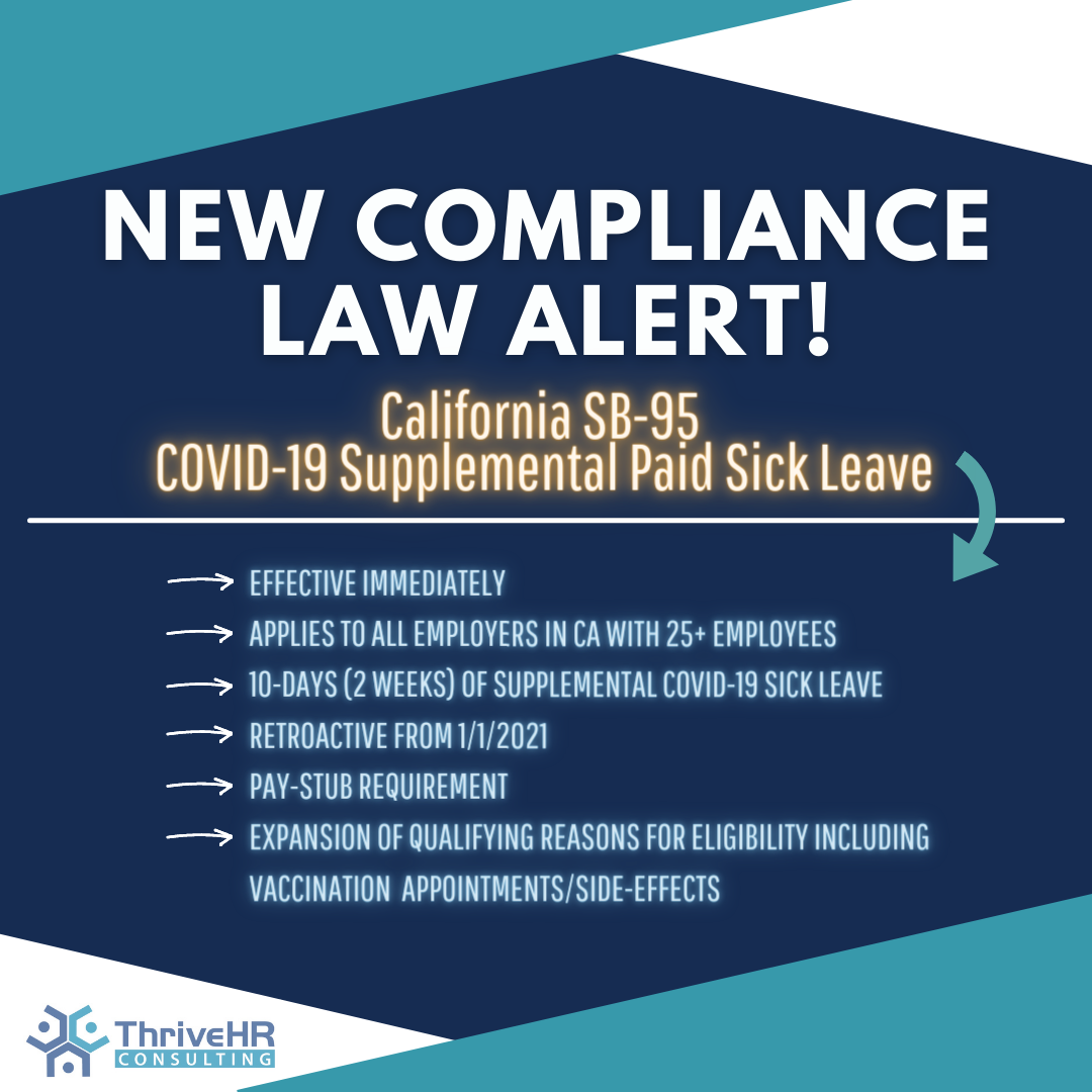 California SB95 COVID19 Supplemental Paid Sick Leave Thrive HR